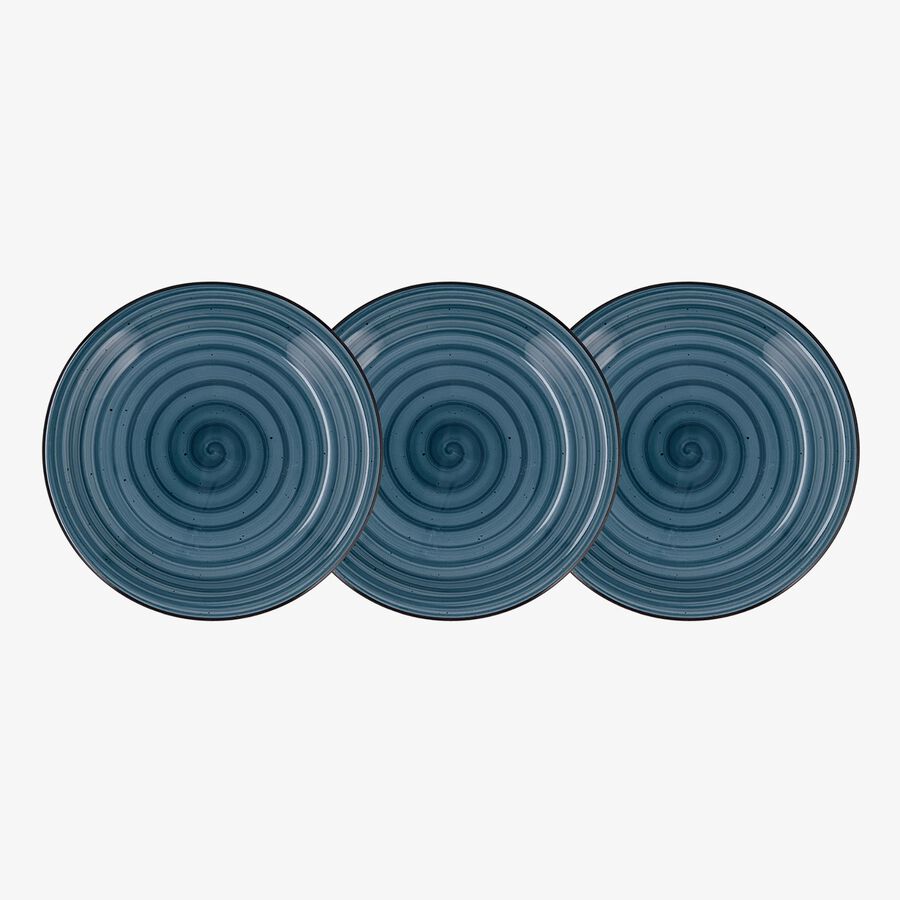 Set de 3 platos de postre azules de cer&aacute;mica Azura &Oslash;19cm