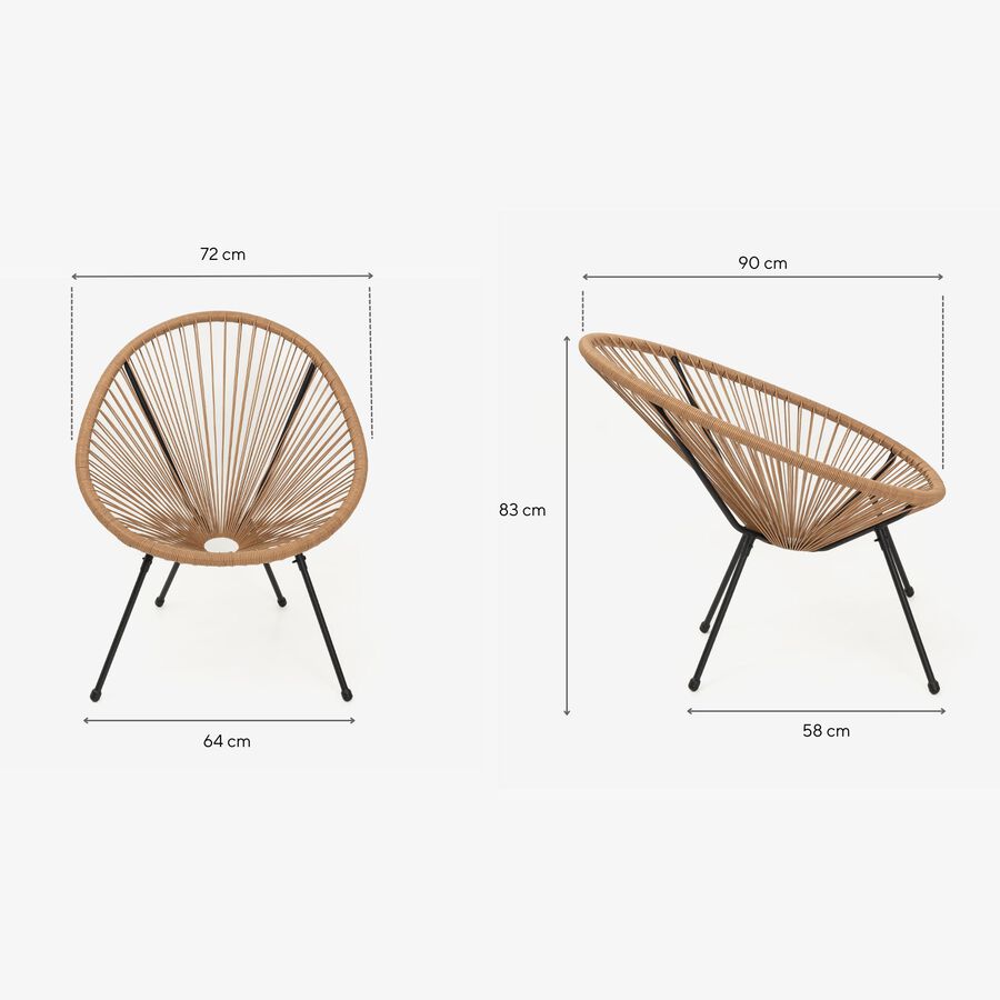 Silla de jardín de ratán sintético marrón Acapulco 72x90x83cm