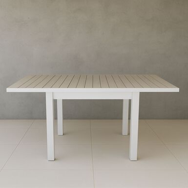 Mesa de jardín extensible de aluminio blanco con efecto madera Albir 90/180x90x76cm