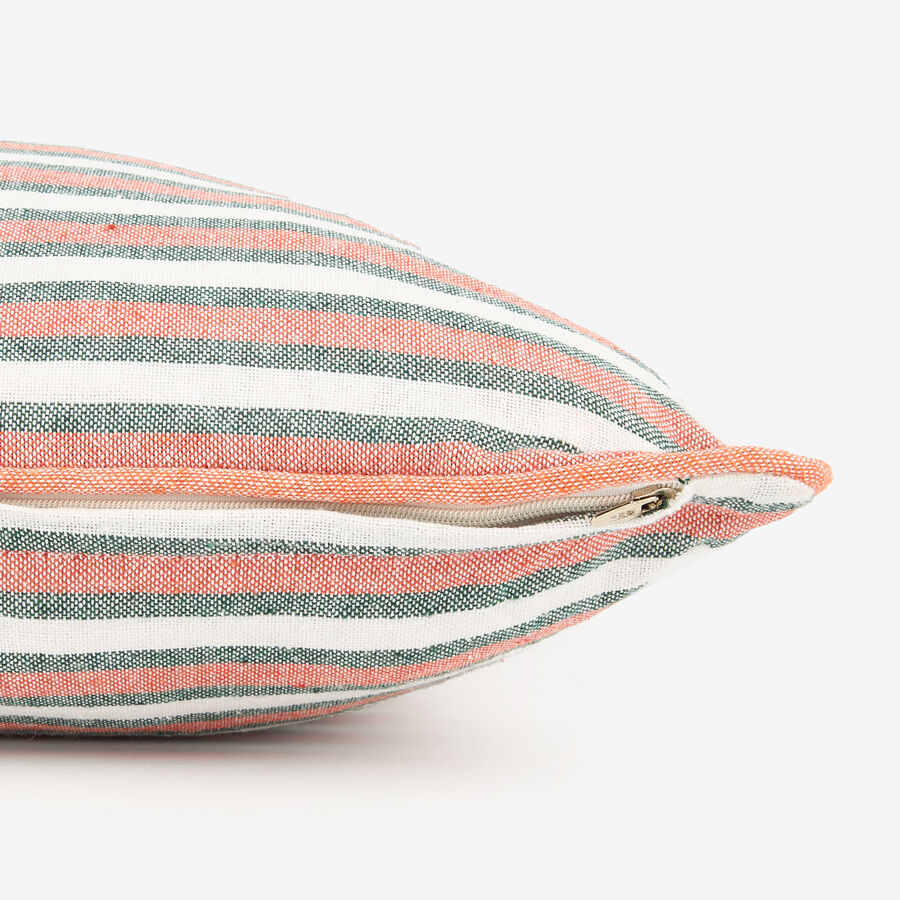 Funda de cojín de algodón rayas naranja y verde Marita 45x45cm
