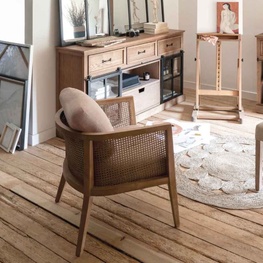 Butaca de mimbre taupe Valeria 62x69x78cm