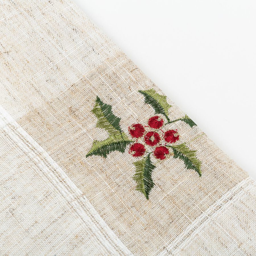 Servilleta blanca bordado Muérdago 45x45cm