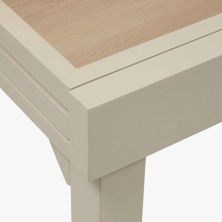 Mesa de comedor de jard&iacute;n extensible de aluminio crema y cristal impreso Piazor 135x90x76cm