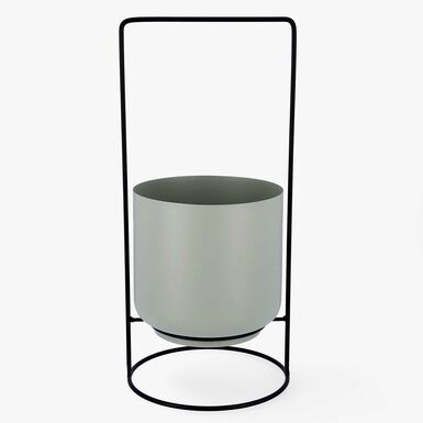 Macetero verde con soporte de acero pintado Gus Ø18x39cm