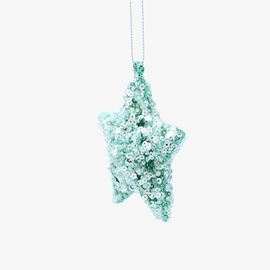 Bola de Navidad estrella de lentejuelas azul 7cm