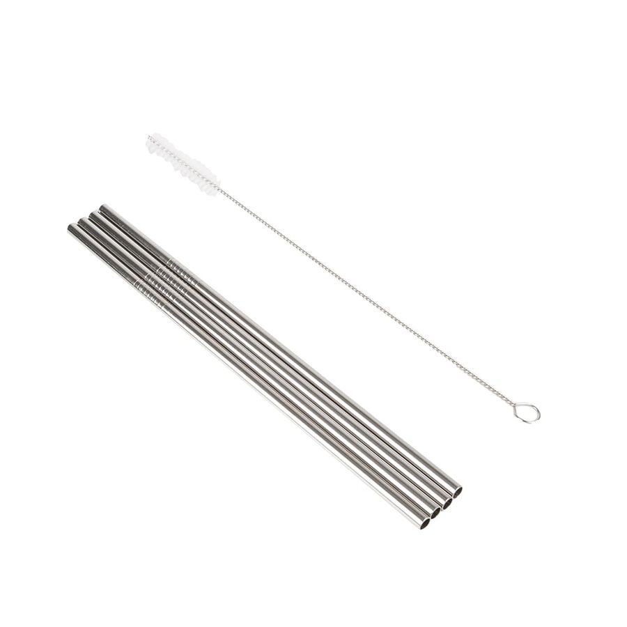 Set de 4 pajitas de acero inoxidable con cepillo Dalvik