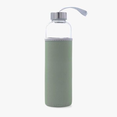 Botella de vidrio con neopreno verde claro 0,6L Tera