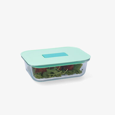 Recipiente herm&eacute;tico rectangular verde de vidrio Joy 0,63L