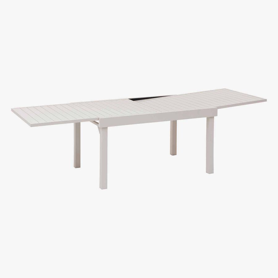 Mesa de comedor de jard&iacute;n extensible de aluminio crema Piazor 135x90x76cm