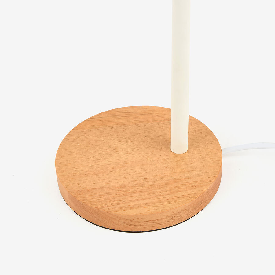 L&aacute;mpara de mesa blanca de metal y madera Flexo &Oslash;14x36cm