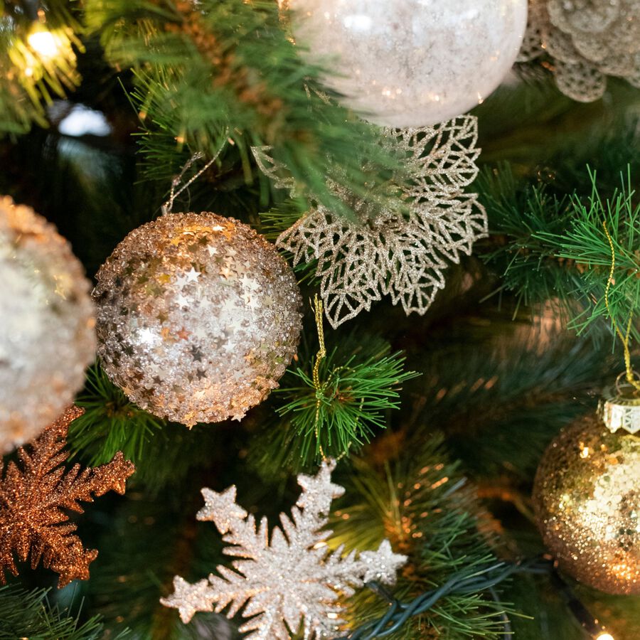 Bola decorativa purpurina plata Ø8cm en varios modelos