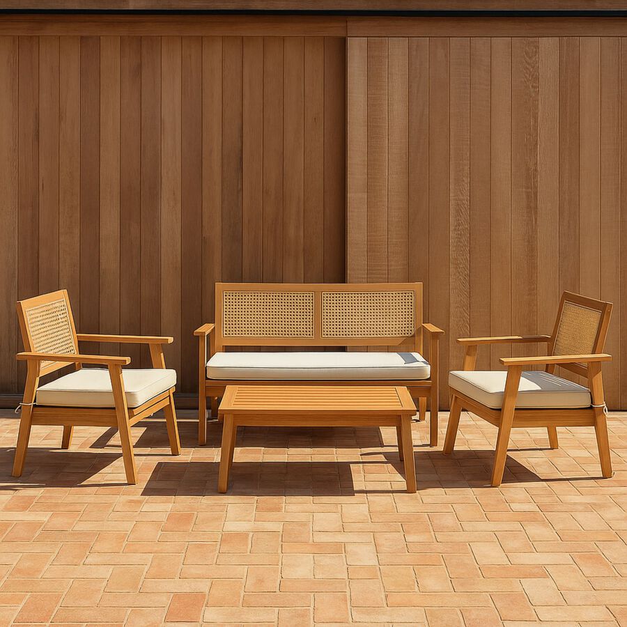 Set de jardín de 4 piezas de madera de acacia Corfu