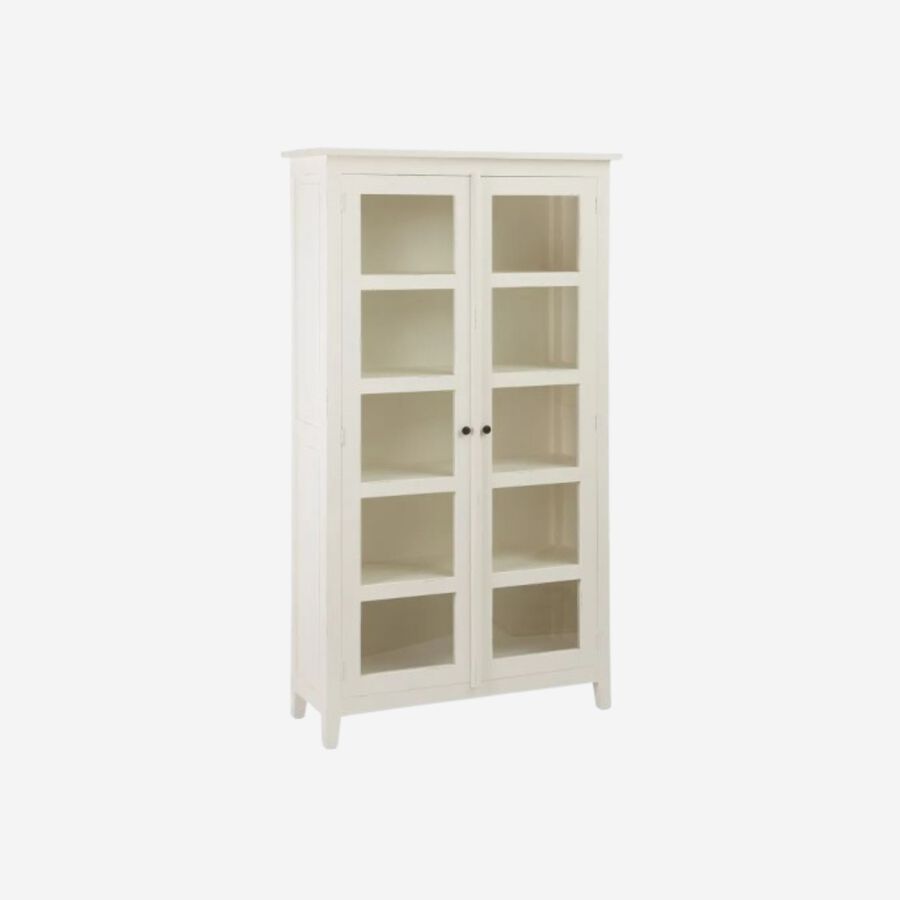 Vitrina de madera de mindi efecto envejecido Arabella 100x40x200cm
