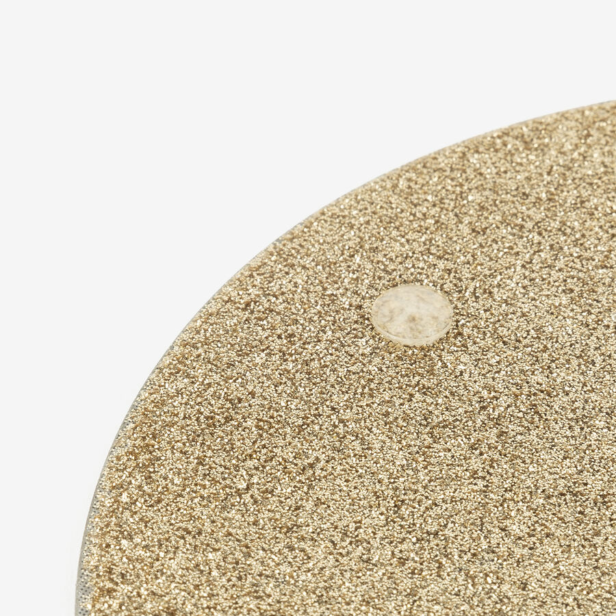 Portavelas de cristal dorado con purpurina Ø15cm