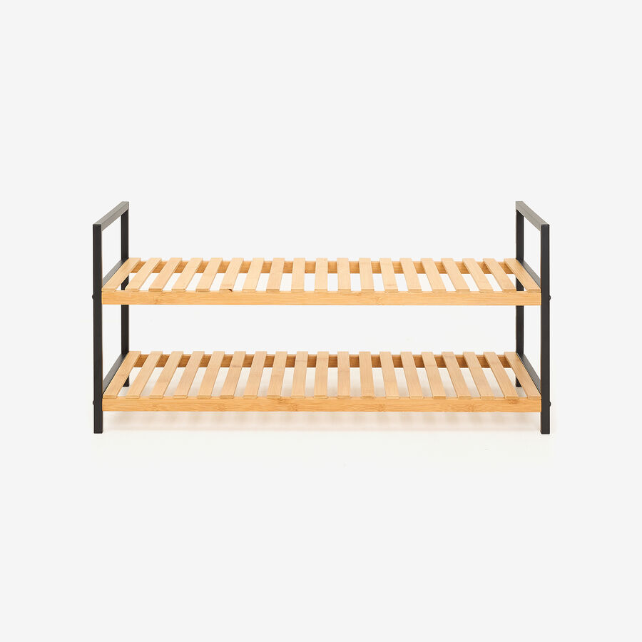 Zapatero de bamb&uacute; de 2 estantes Kabil 70x30x32cm