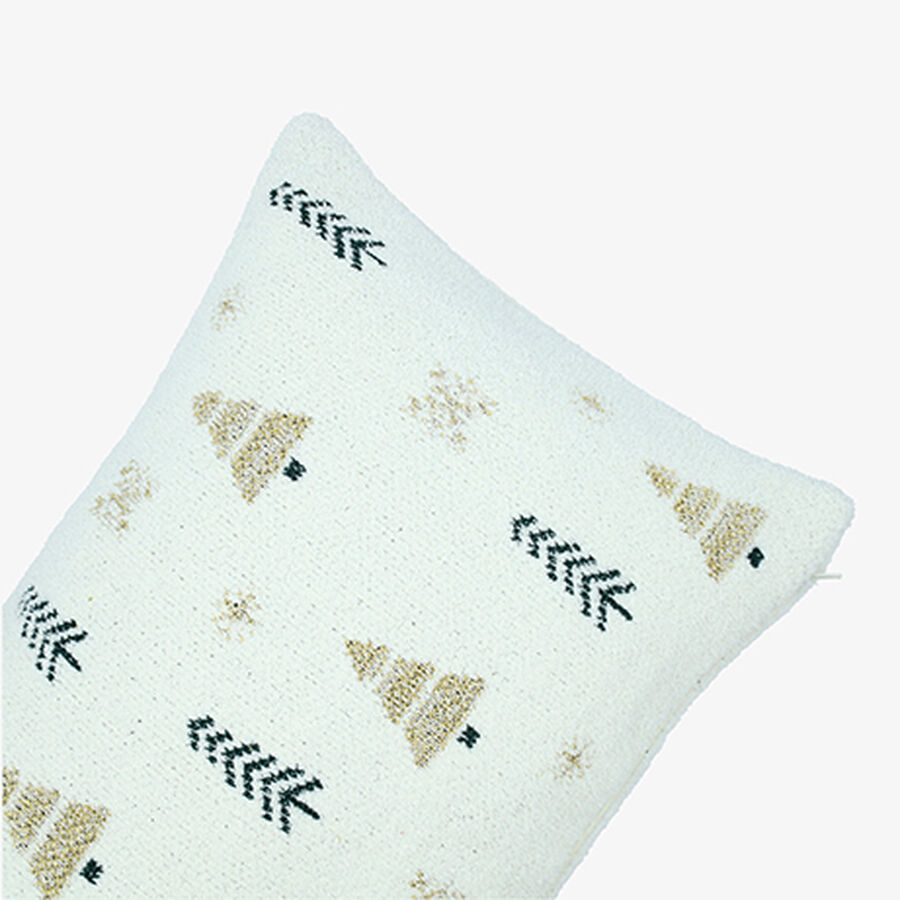 Funda de coj&iacute;n blanca con &aacute;rboles de Navidad Snowy 50x35cm