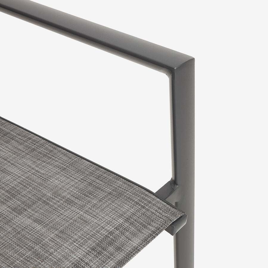 Silla de jardín apilable de aluminio y textilene gris 58x65x91,5cm