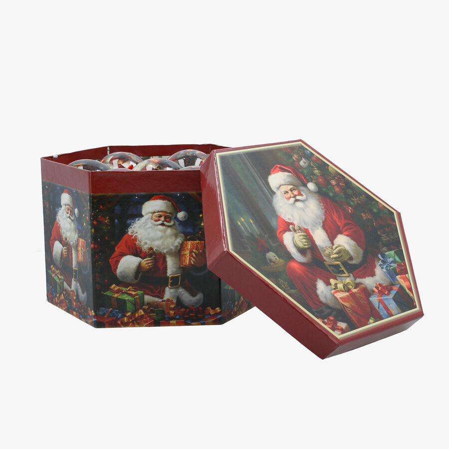 Set de 14 bolas de Navidad de Pap&aacute; Noel con regalos &Oslash;7,5cm