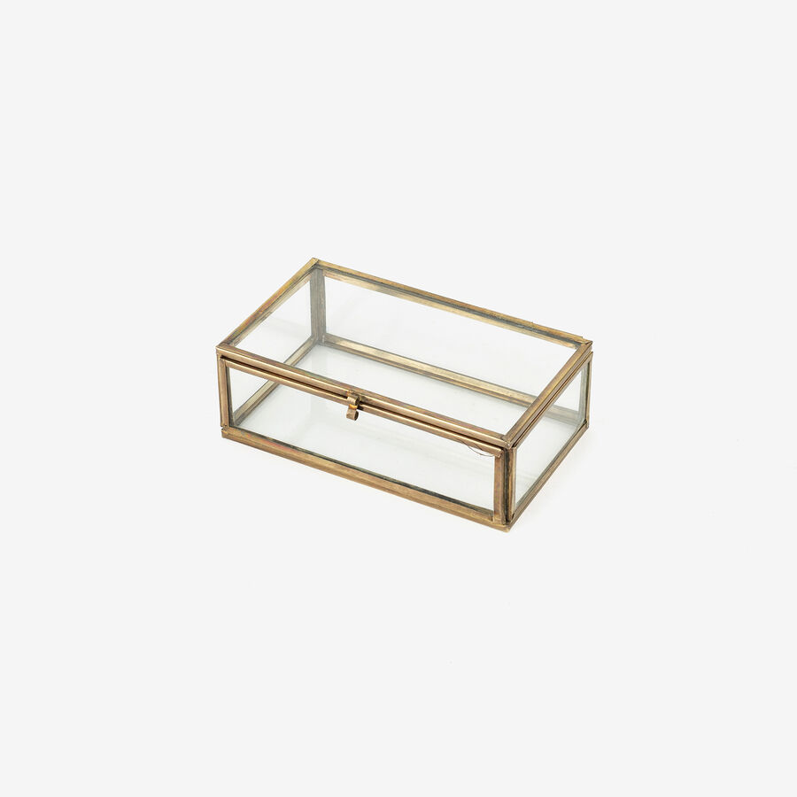 Joyero de cristal lat&oacute;n Antique 12,5x7,5x4,5cm