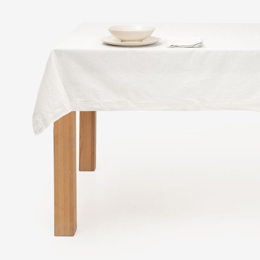 Mantel de algodón blanco Vainica Ø160cm