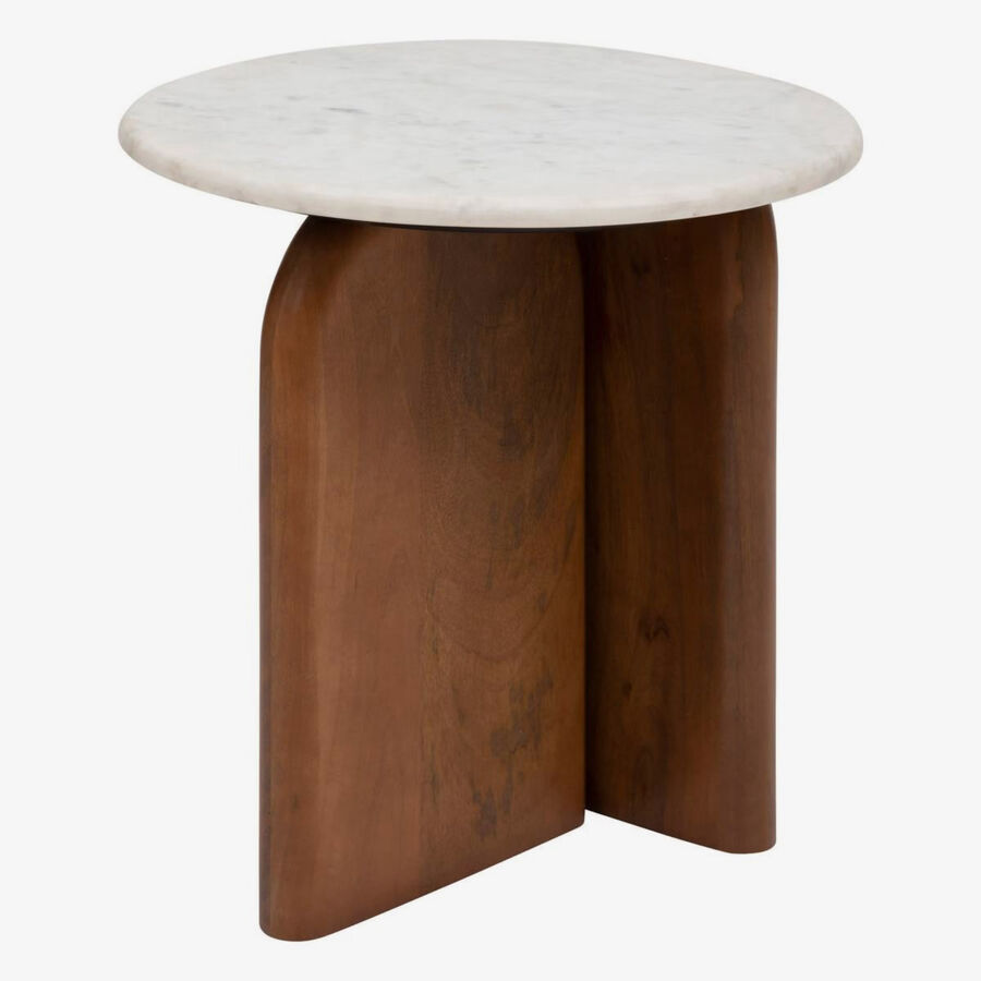 Mesa auxiliar de madera y m&aacute;rmol Ciran &Oslash;51cm 