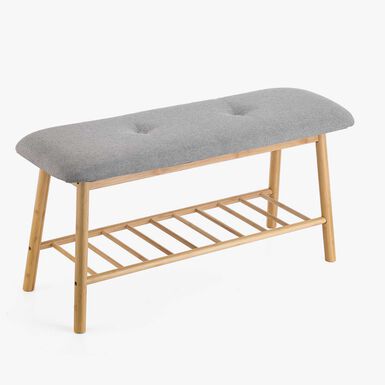 Banco zapatero gris 90x30x45 Bambu