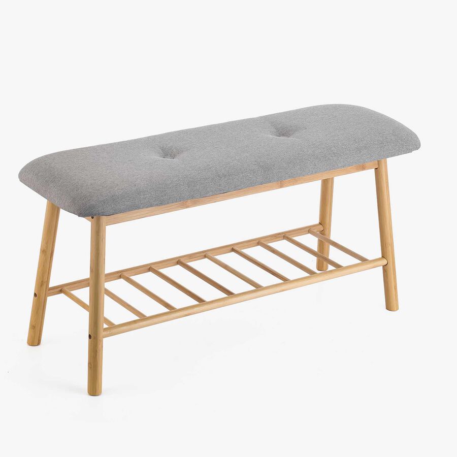 Banco zapatero gris 90x30x45 Bambu