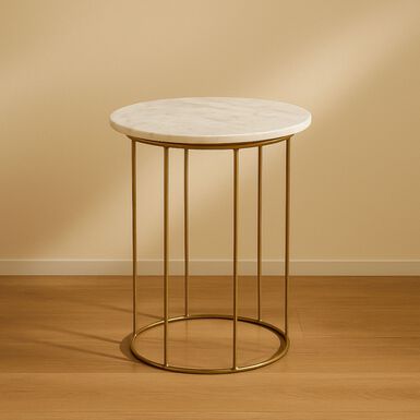 Mesa auxiliar de m&aacute;rmol Delhi &Oslash;40x45cm Clau&Chloe