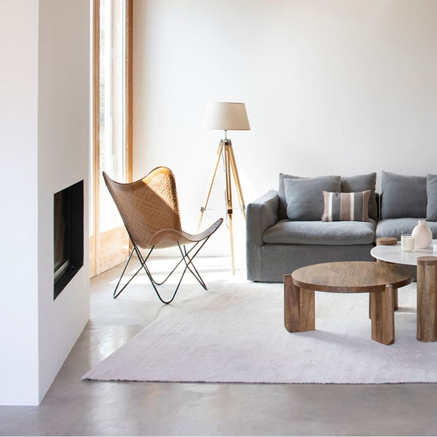 Silla mariposa de cuero y ratán marrón Katy 72x78x92cm