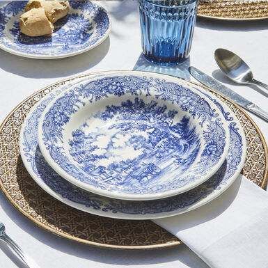 Vajilla de porcelana 18 piezas de gres azul England