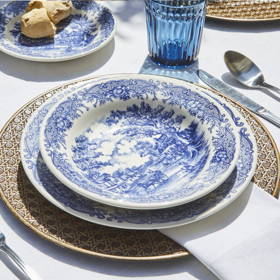 Vajilla de porcelana 18 piezas de gres azul England