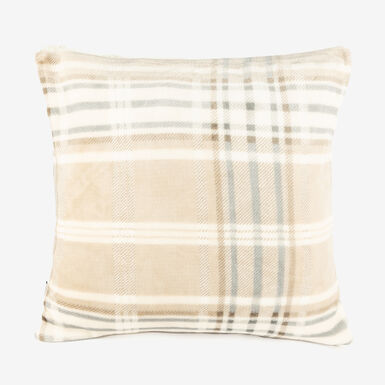 Funda de cojín de poliéster beige Tartán 45x45cm
