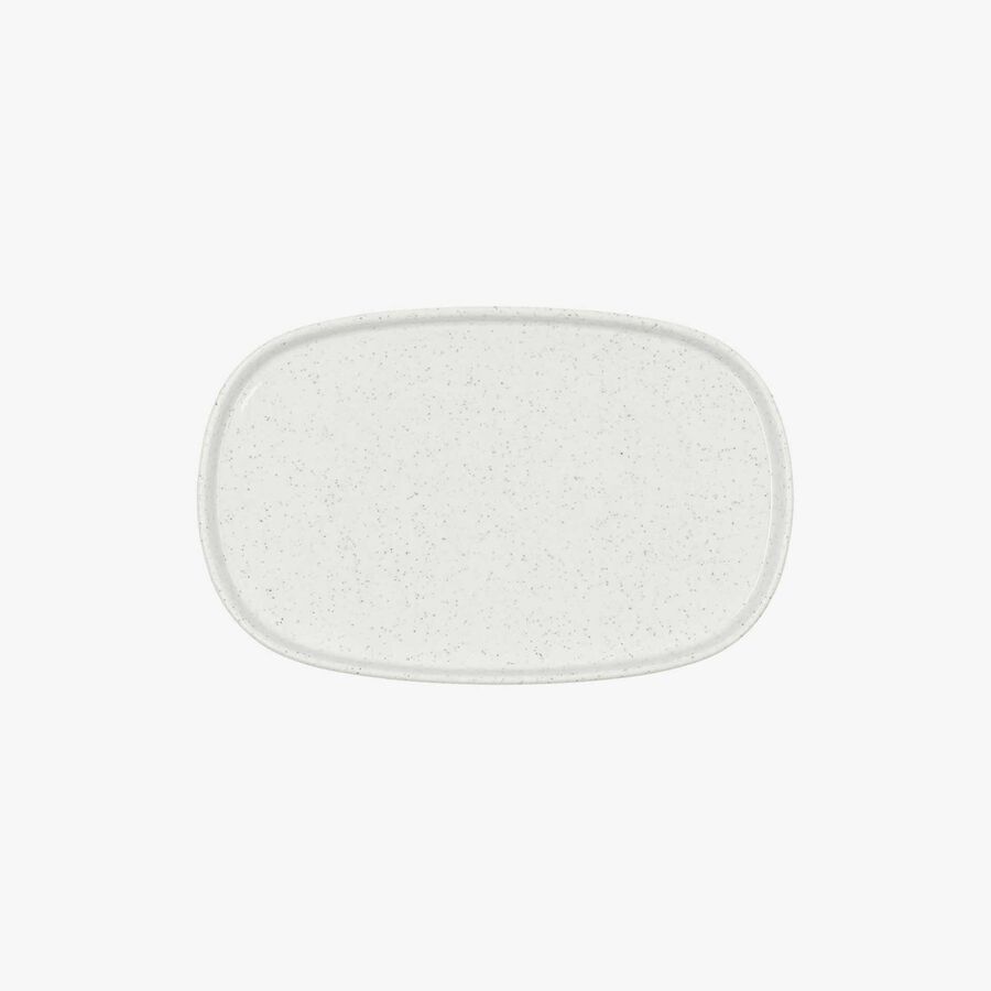 Bandeja moteada de cer&aacute;mica blanca Orizon &Oslash;18,5cm