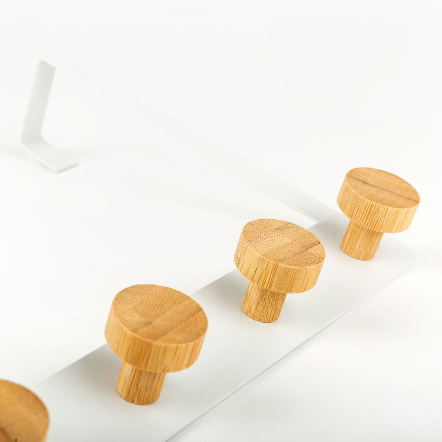 Perchero con 5 ganchos de metal blanco 33x8x20cm