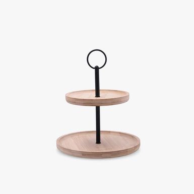 Bandeja expositor de 2 niveles de madera &Oslash;20/&Oslash;15x25cm Bambu