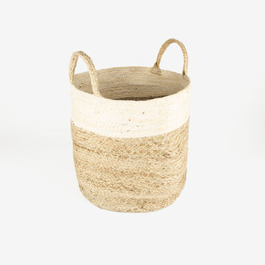 Cesta de yute blanca y natural Vide Ø30x28cm