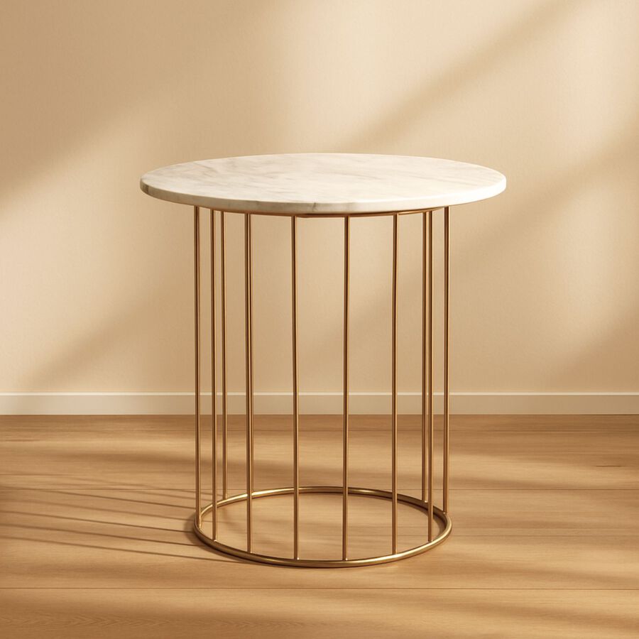 Mesa auxiliar de m&aacute;rmol Delhi &Oslash;60x55cm Clau&Chloe