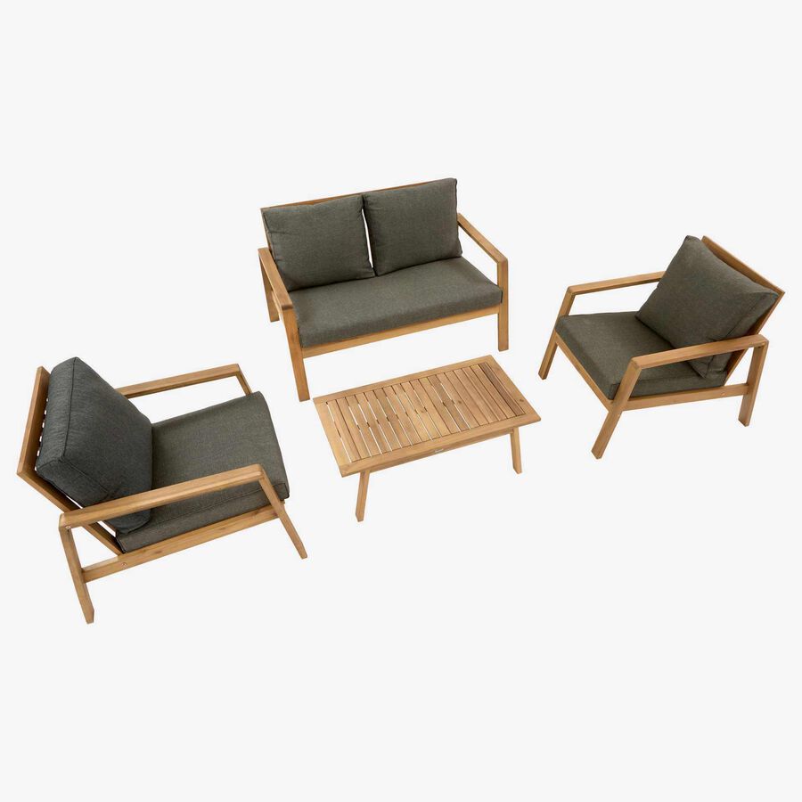 Conjunto de jard&iacute;n para 4 personas de madera de acacia Tiwin