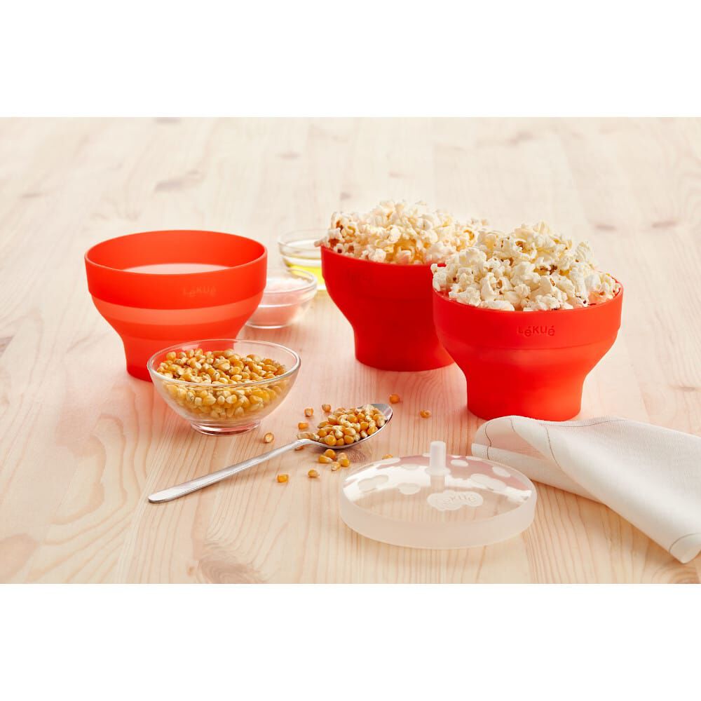 Lékué Mini Pop Corn - Faites Votre Pop Corn Au Micro-ondes En 3 Min - Sans Huile - Rouge
