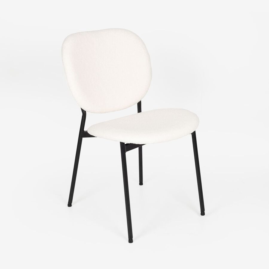 Silla de comedor de borreguito beige Karina 46x60x82cm Clau&Chloe