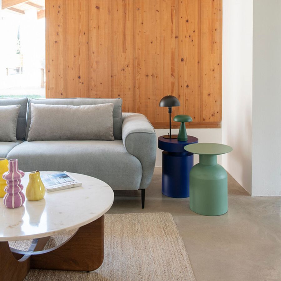 Mesa auxiliar de metal azul Amsterdam &Oslash;33x45cm Clau&Chloe