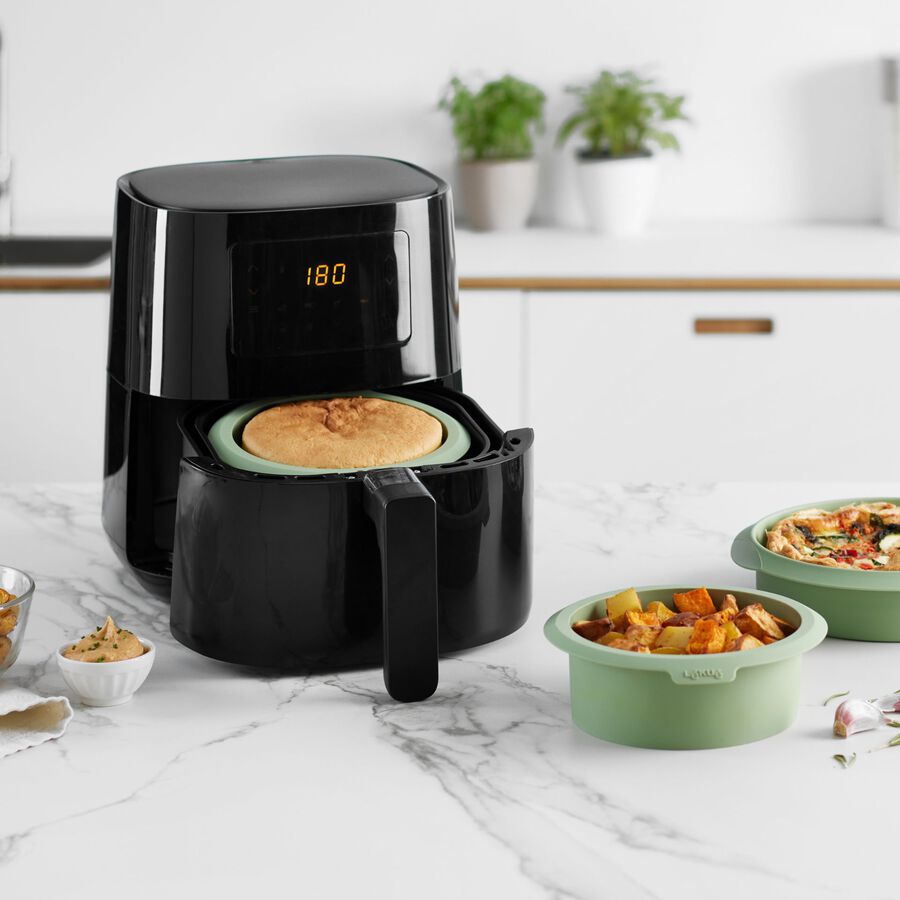 Cesta para freidora aire silicona verde Ø15cm