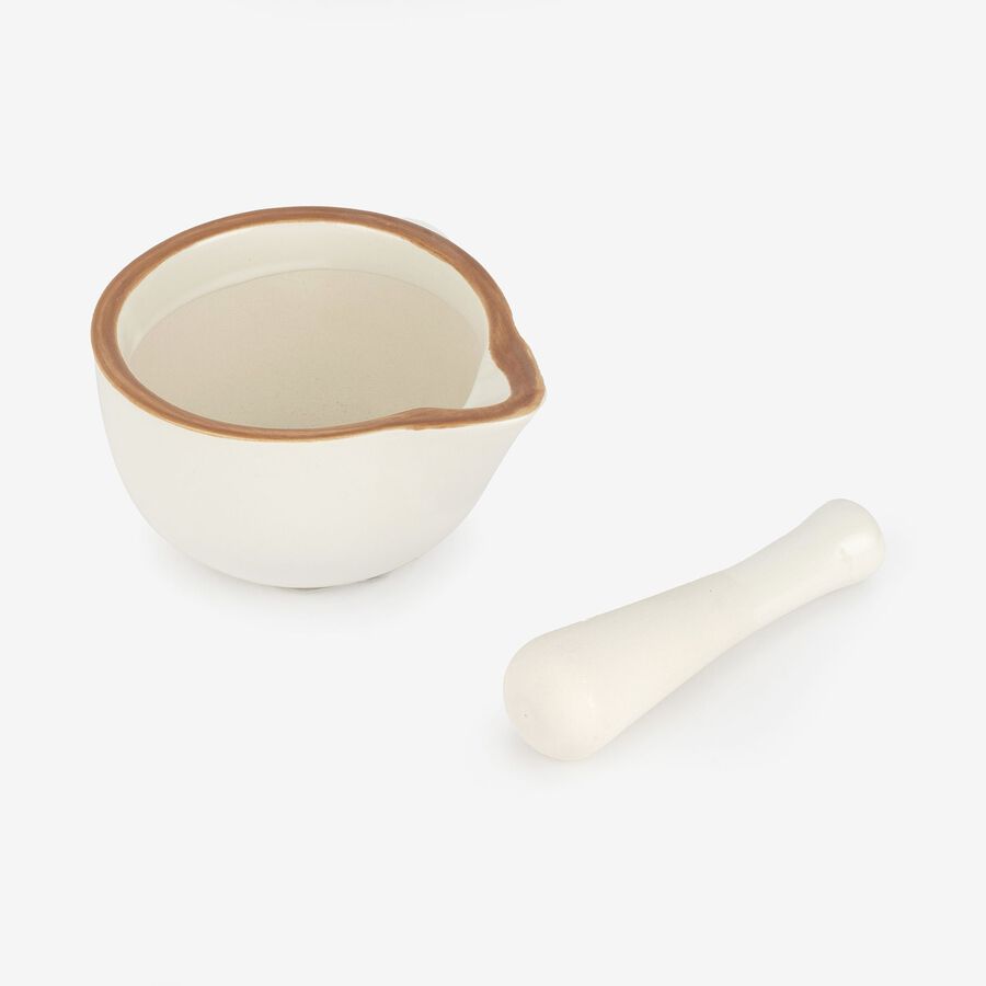 Mortero con ribete marrón de gres Ø11x10cm