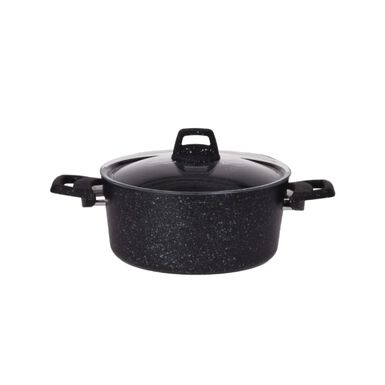 Cacerola de aluminio con tapa de cristal apta para inducci&oacute;n Katsa &Oslash;24cm - 4,4L