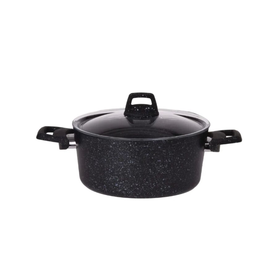 Cacerola de aluminio con tapa de cristal apta para inducci&oacute;n Katsa &Oslash;24cm - 4,4L