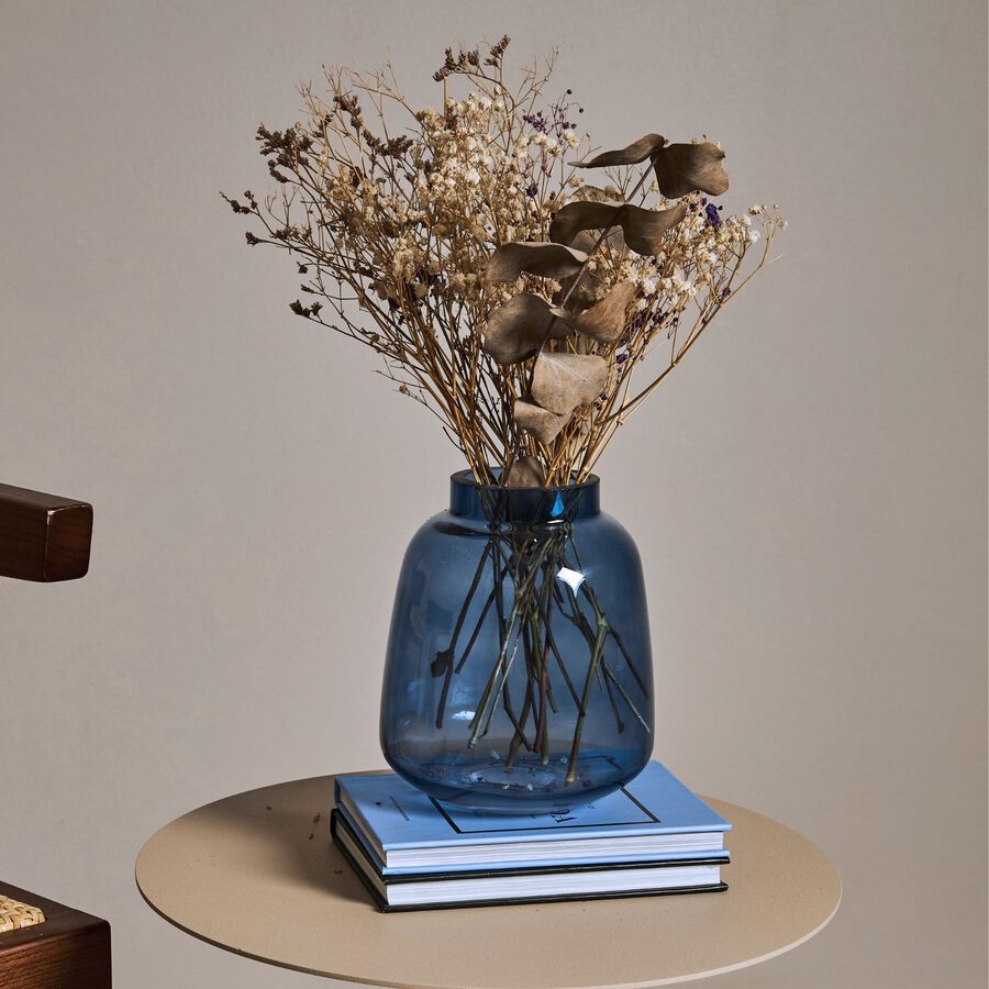 Jarrón de cristal azul Zafiro Ø15x17cm