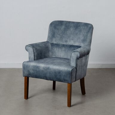Butaca efecto velvet azul Seran 77x64x88cm