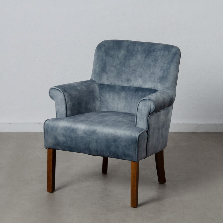 Butaca efecto velvet azul Seran 77x64x88cm