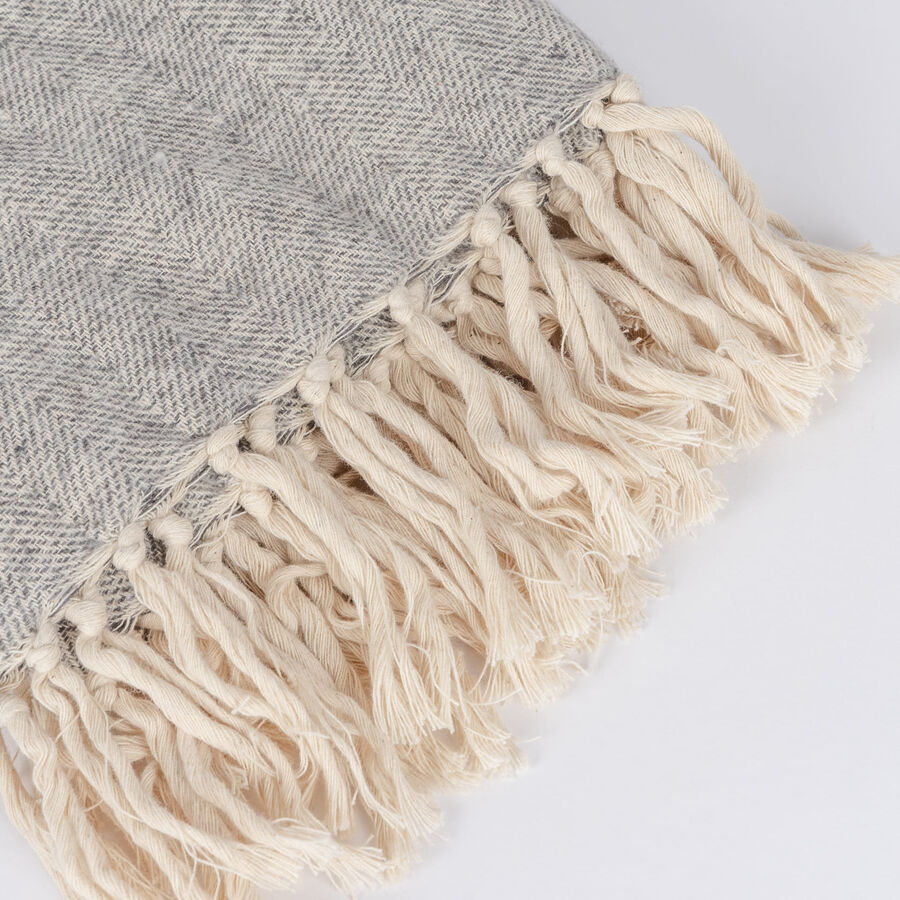 Plaid con flecos de algodón gris 130x170cm