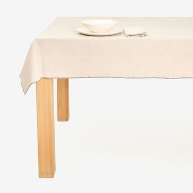 Mantel de algod&oacute;n con flecos beige 140x145cm